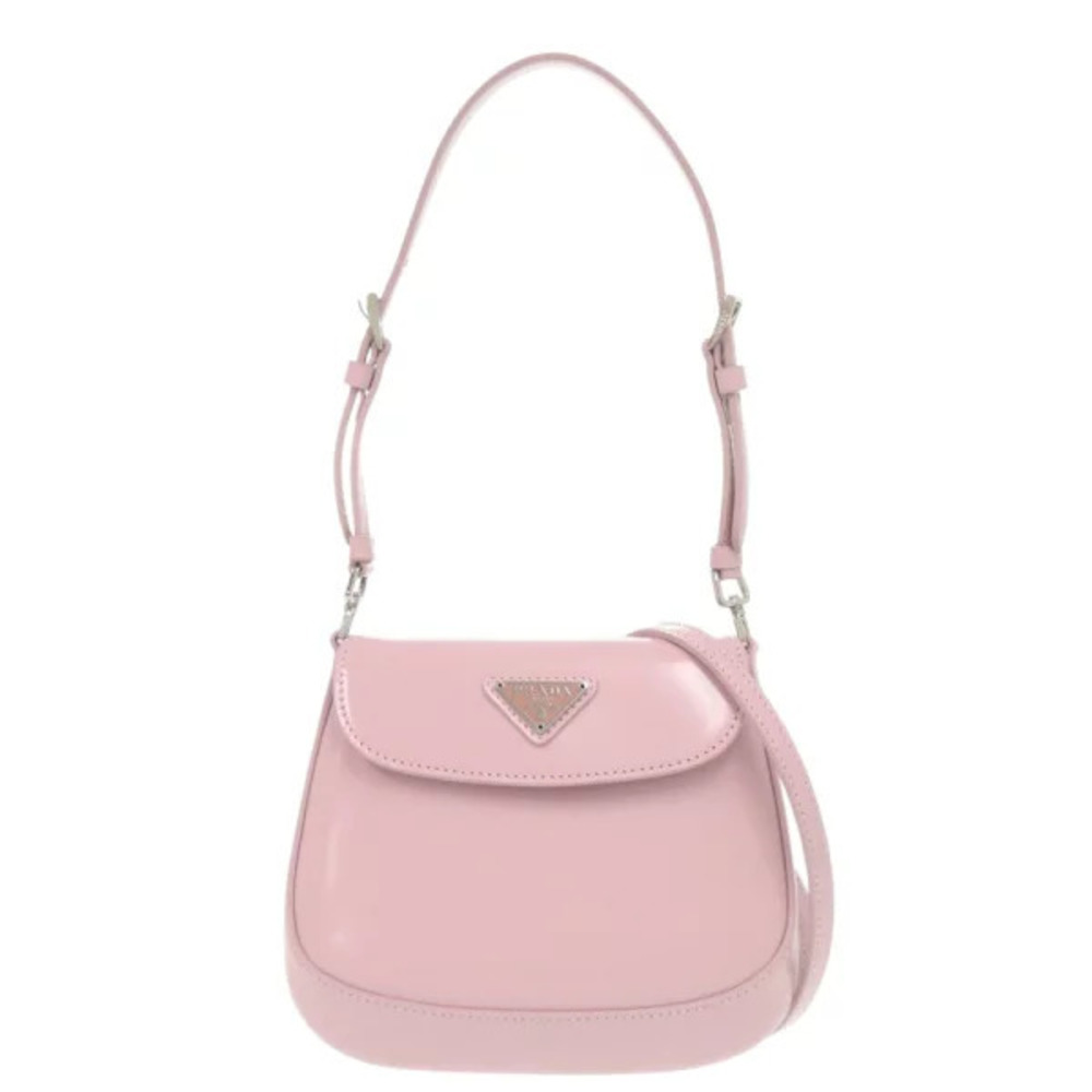 Prada SPAZZOLATO Triangle Logo Leather Pink Shoulder Bag